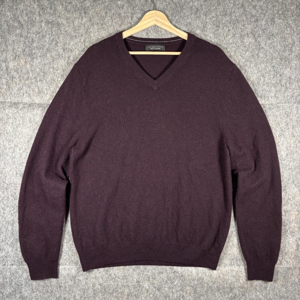 Bloomingdale's Sweater Men's XL Purple V Neck Cashmere Pullover - Picture 1 of 7